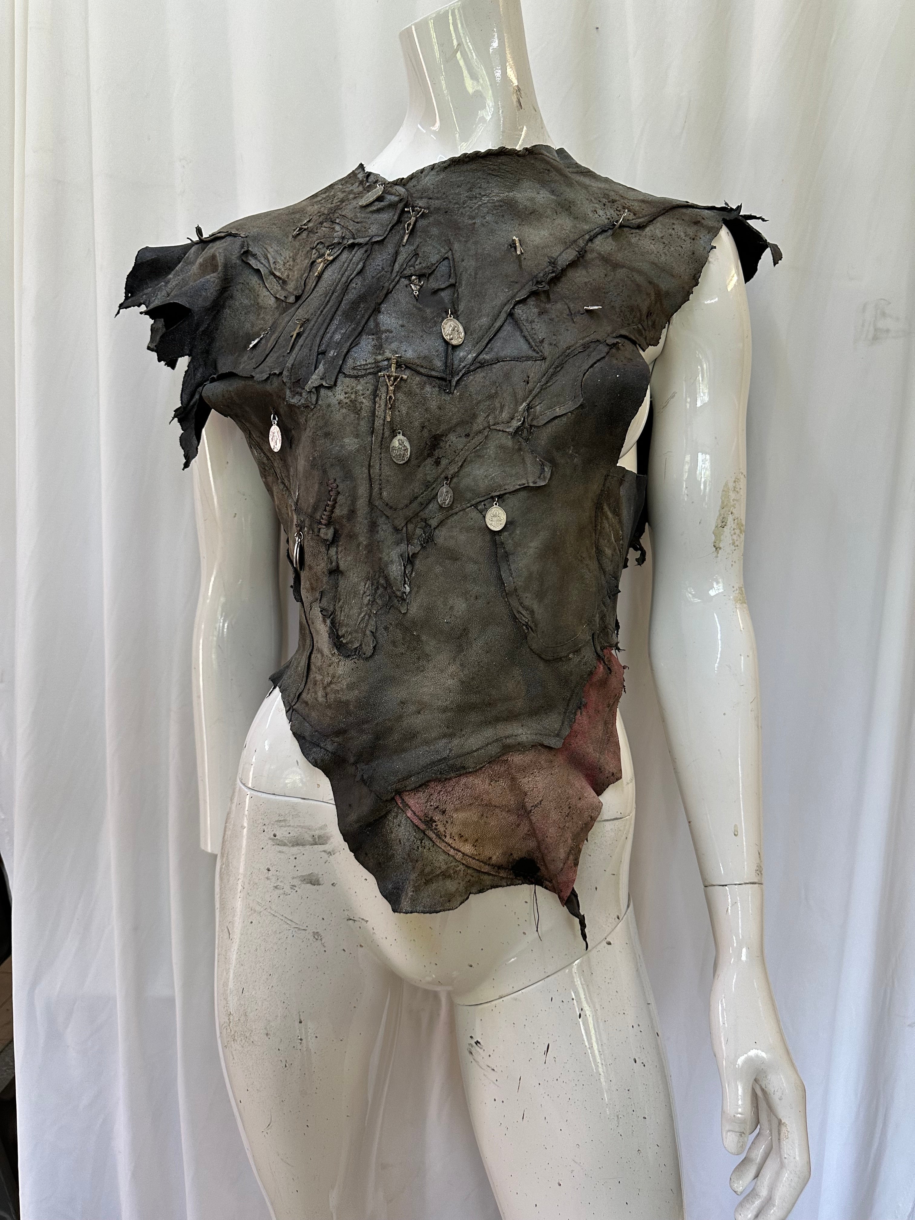 Leather unisex top