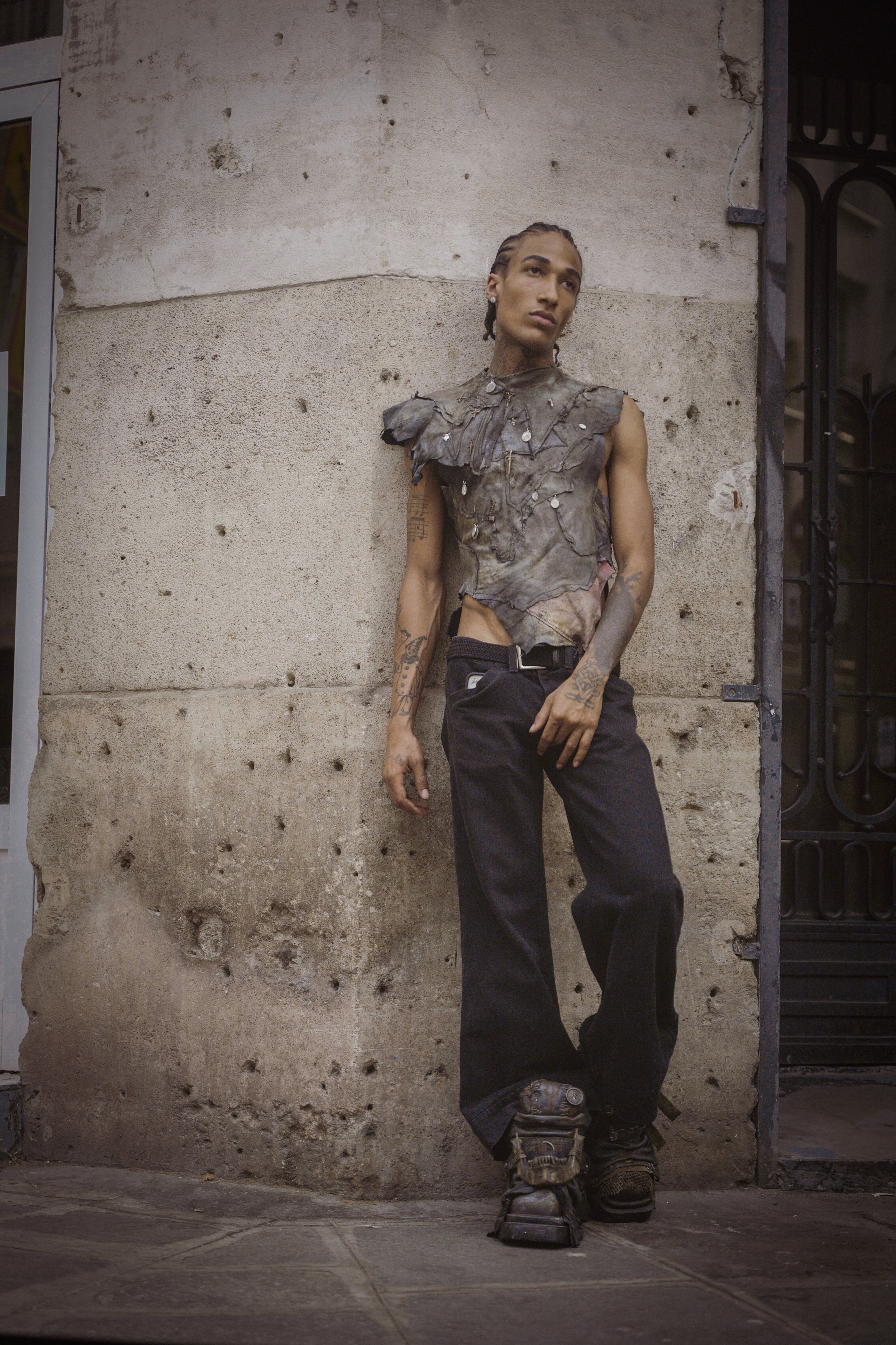 Leather unisex top