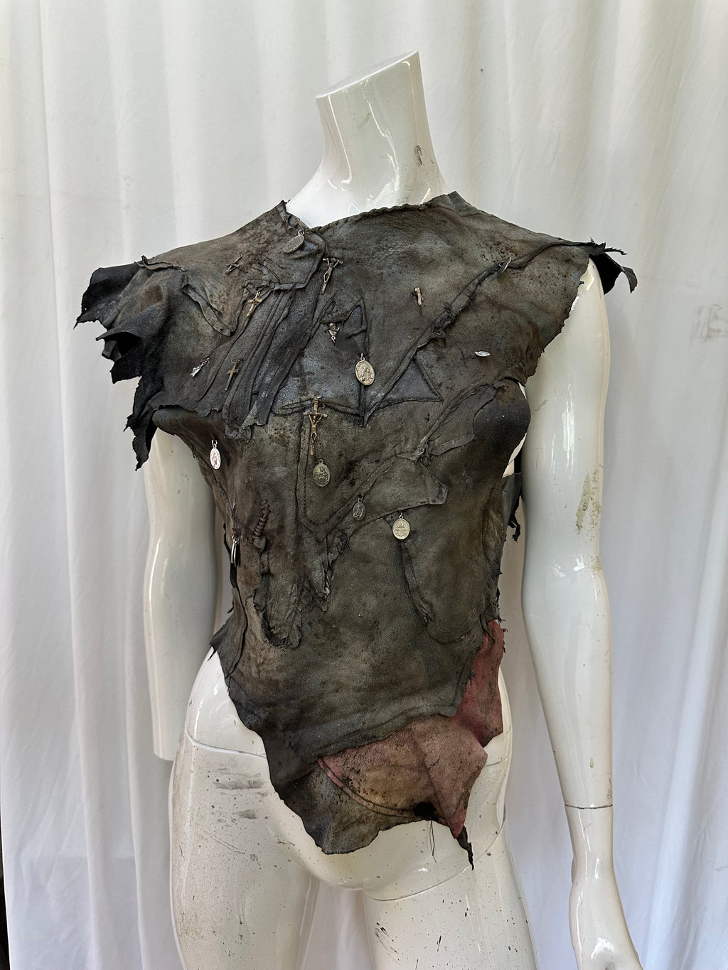 Leather unisex top