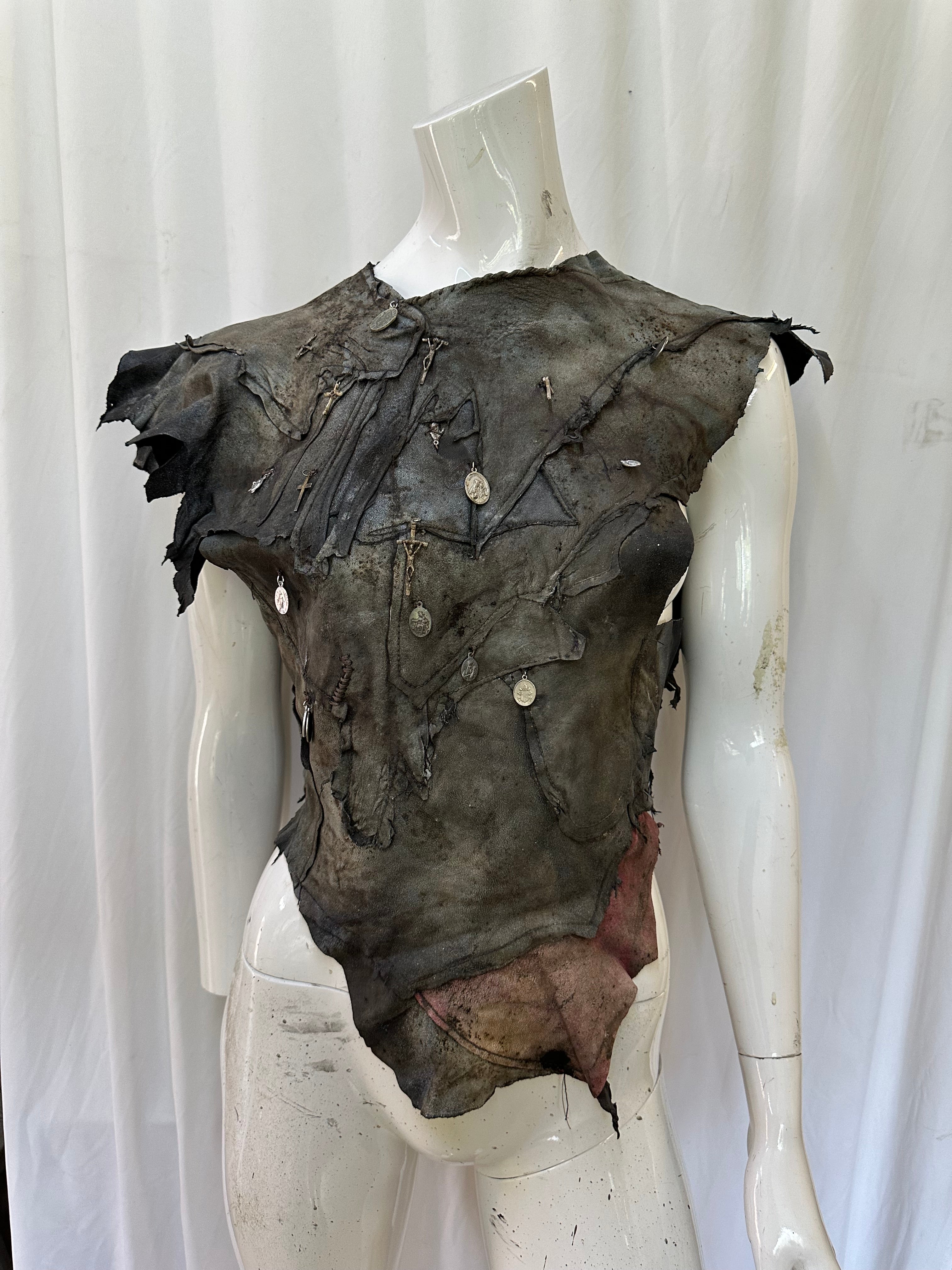 Leather unisex top