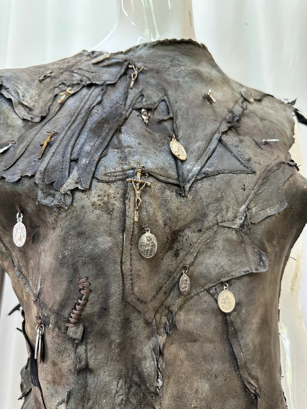 Leather unisex top