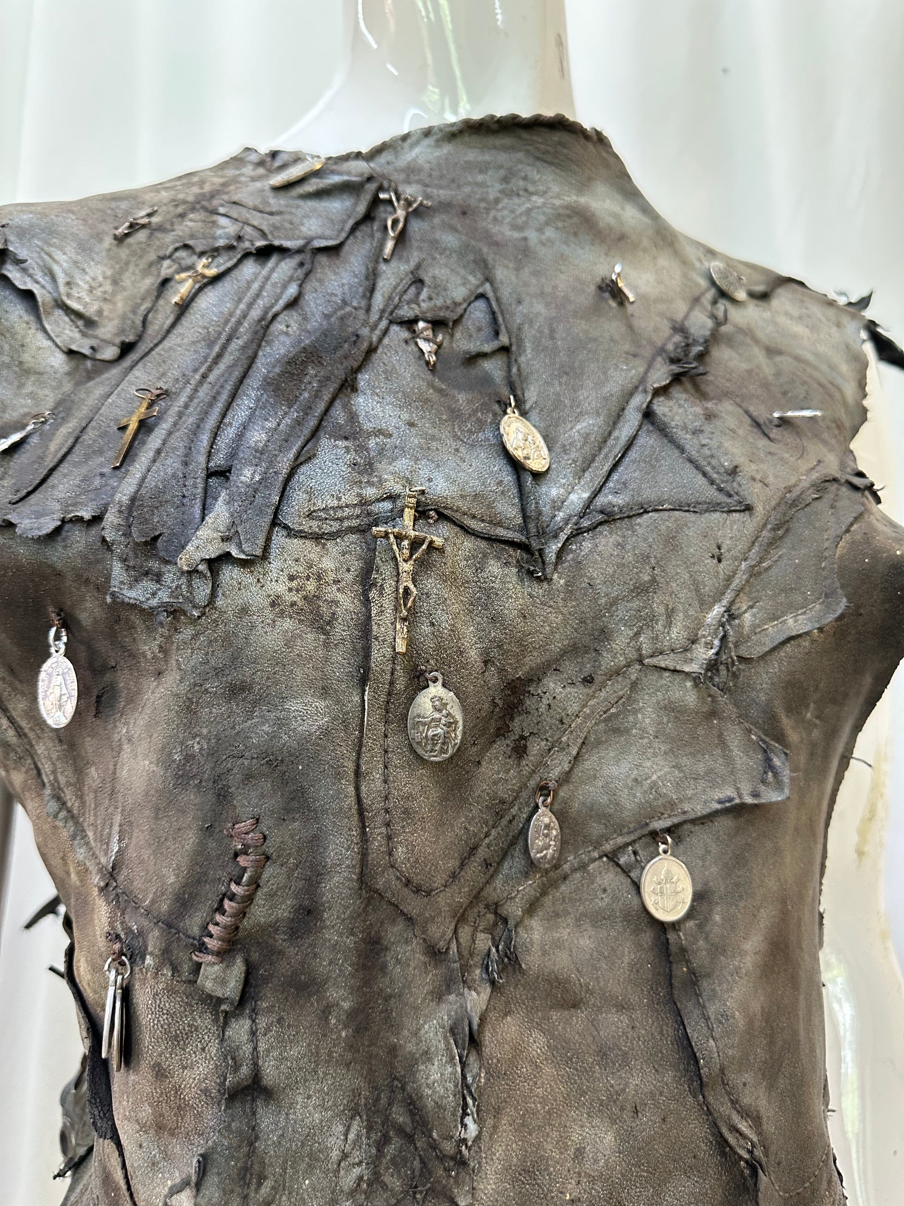Leather unisex top