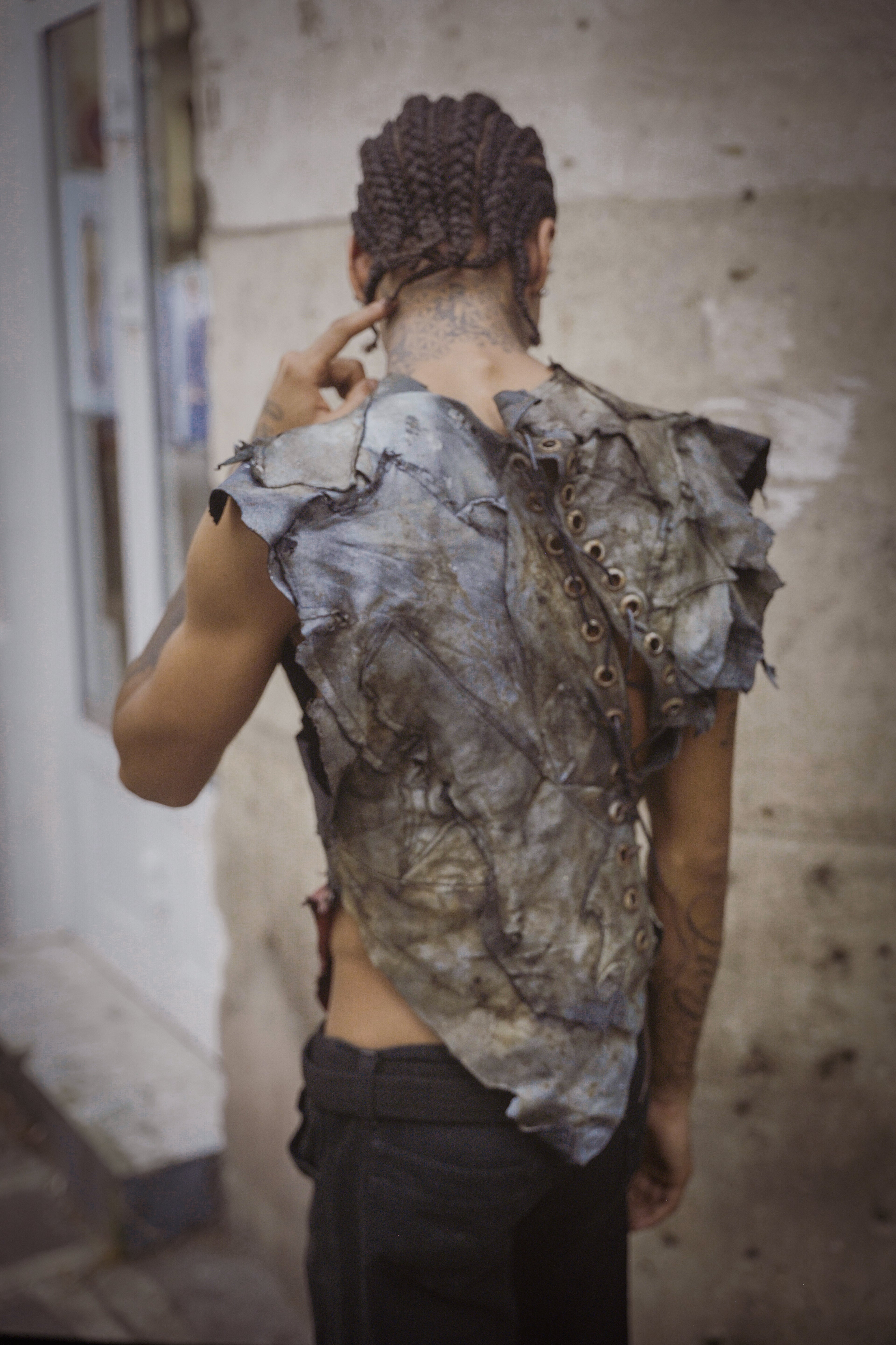 Leather unisex top