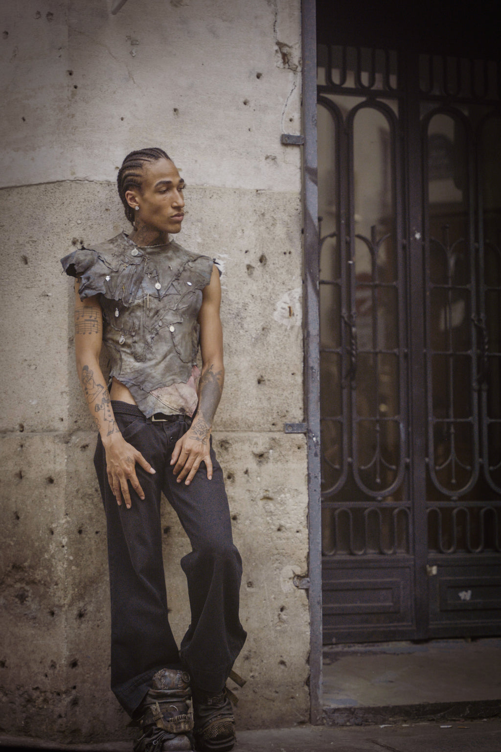 Leather unisex top